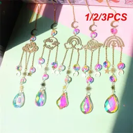 Bahçe Dekorasyonları 1/2/3pcs Moon Sun Catchers kristal kolye ışık yakalayıcı gökkuşağı kovalayıcı asılı rüzgar çanları ev oda dekorasyon açık