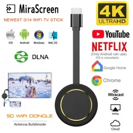 Stick G14 TV Stick Miracast 5G Беспроводной экранный проектор беспроводной Wi -Fi Hdmicabatible Dongle ezcast 4K для YouTube Google Chromecast