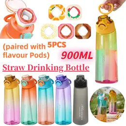 Air Flavored Water Bottle BPA-Free Sports Bottle Scent Up Water Cup Tritan Drinking Bottle Outdoor Straw Mug With Flavor Pods 240422