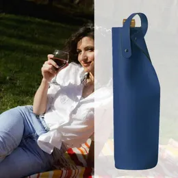 Aufbewahrungstaschen Weinbeutel PU Leder Single -Flasche mit Griffen tragbarer wiederverwendbarer Carrier -Tasche Geschenk Champagner