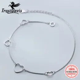 Неклеты TrustDavis Real 925 Серебряное серебро минималистские модные романтические сердечные ящики для женщин годовщина свадьбы