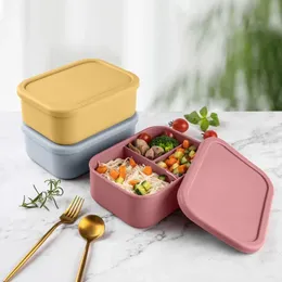 Wholesale Custom Color And 100 Food Grade Silicone Feeding Plate Soft A Free Three Lattice Lunch Box 240412