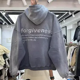 Erkek Hoodies büyük boy ağır kumaş yıkanmış harfler işlemeli kapüşonlu erkek kadınlar en kaliteli vintage sokak kazak kapüşmeli sweatshirt