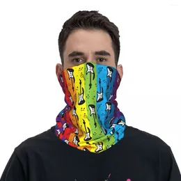 Lenços coloridos guitarra estrela music bandana pescoço capa impressa com cachecol mágico de balaclava de balaclava para homens mulheres adultos inverno