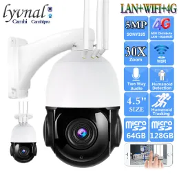 Kamery 3G 4G SIM karta Sonyimx335 HD 5MP bezprzewodowa kamera IP WiFi PTZ Dome 30x Auto Focus Humanoid Track z automatycznym zoomem Dwukierunkowym dźwiękiem