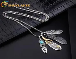 Bonlavie Hiphop Vintage Feather Titanium Steel Necklace Hip Hop Leaves Eagle Claw Pendant Men and Women Necklace260S4670348