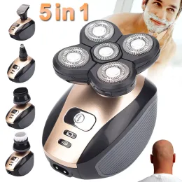 Clippers 5 in 1 rasoi elettrici ricaricabili 4D a cinque teste galleggianti rasoi per capelli taglienti per le orecchie del naso.