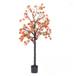 Decorative Flowers Large Simulation Persimmon Fruit Fake Trees Floor Green Plant Pot Indoor Living Room Landscaping Decoration
