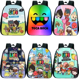 Taschen Kinder Toca Life World Rucksack süßer Cartoon Kindergarten Taschen Kinder Schultaschen Jungen Mädchen Anime Rucksack Geschenk 12 Zoll Mochila