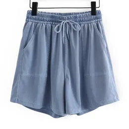 Shorts da donna più dimensionali 2023 Summer Simpulso a gamba larga pantaloni Lyocell Curve Overs oversize