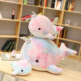 Cushions 1PC 28/45/75cm Colorful Narwhal Plush Toy Stuffed Lovely Doll Soft Rainbow Whale Fish Marine Animal Toys for Children Girl Gift