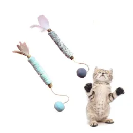 Giocattoli per la pulizia del gatto giocattoli da denti naturali snack per animali domestici naturali con corda di cotone Silvervine piuma animale interattivo giocattoli interattivi