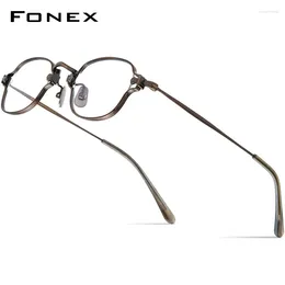 Солнцезащитные очки рамки Fonex Pure Titanium Eyeglases рамки мужчины 2024 Ретро-квадратные оптические очки женщины Spectacles Myopia Eyewear KMN-186