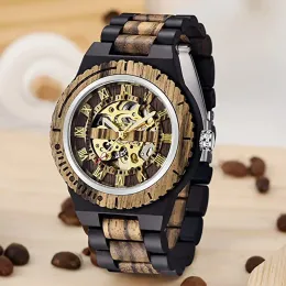 Kits Business Men Mechanical Wood Watches Men's Wood Watch Dial Folding Buckle Automatic Luxury Fashion Watches Relogio Masculino