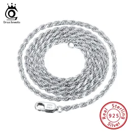 Necklaces ORSA JEWELS 925 Sterling Silver Luxury DiamondCut Rope Chain Necklace for Women Men Fashion Silver Neck Chain Jewelry SC29