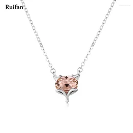 Anhänger Ruifan Form Pink Crystal 925 Sterling Silberketten Choker Halsketten für Frauen Mädchen Fein Schmuckzubehör Geschenke YNC005