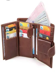 Wholale Germany Style Trifold Genuine Card Wallet Portafoglio in pelle per Men8019868