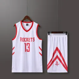 Mens Set Rockets № 13 баскетбольные майки первичной игровой команды с коротким рукавом униформный жилет и шорты 240408