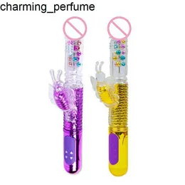 Lufilufi Butterfly Retrattile Retrable Bead Charging Vibrator Vibratore Penis Dispositivo di masturbazione femmina Oggetti sessuali adulti