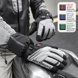 Control ROCKBROS Ski Gloves Battery Powered Smart Electric Heating Gloves Waterproof Riding Touch Screen Gloves Outdoor Warmer Winter