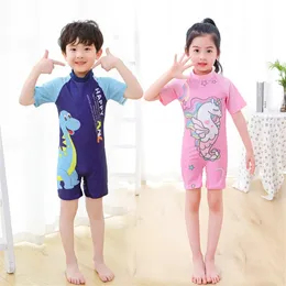 European One Piece Swimsuits Girls Swimwear Kids Boys Bathing Suit Cartoon Unicorn Quick Drying Swimming Clothes Baby Beachwear 240422