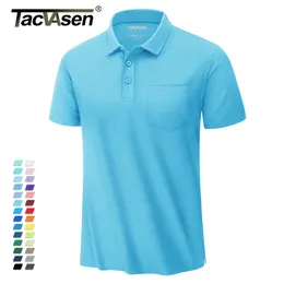 Tacvasen Summer Quick Dry Polo Рубашки мужчина грудь карман карман с короткими рукавами, дышащие футболки для гольф