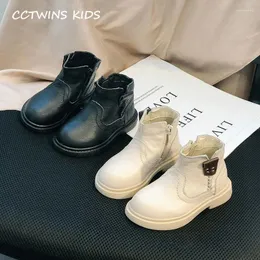 Boots Cctwins Kids Shoes 2024 Autumn Toddler Fashion Ankle Children äkta läder babys flickor varumärke pojkar FB1723