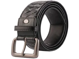 2021 Fashion Big Pin buckle genuine leather belt men and women high quality woven black belts casual strap1717230