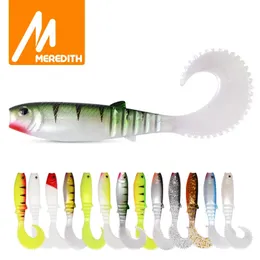 MEREDITH 70mm 90mm 110mm Cannibal Curved Tail Artificial Wobblers Fishing Lures Soft Baits Silicone Shad Worm Bass lure souple 240407