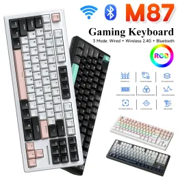 キーボードM87ホットワアップ可能キーボード3/2モード2.4G BluetoothCompatible Wireless Keyboard Wireless 2.4G多機能ノブ87Keys