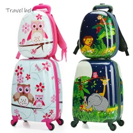 Bagage Travel Belt Cute Children Rolling Bagage Sets Spinner Kids Travel Bags Cabin Cartoon Trolley Case Animal Suitcase Wheels