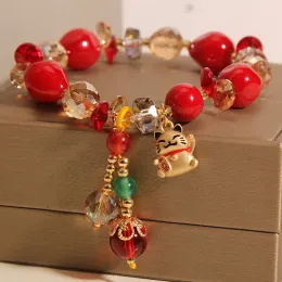 Strands Luckcat Bracelet feminino Insign Insign Niche deste ano Red Luckage Good Lucky Bead Student Nighting Handstring Atrair riqueza