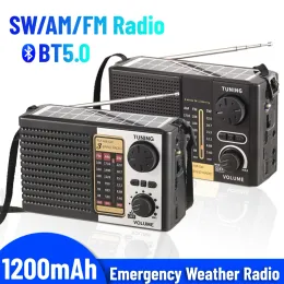 ラジオAM FM SW Emergency Weather Radio Solar Radioバッテリー搭載BluetoothCompatible屋外キャンプ用のポータブルソーラーラジオ