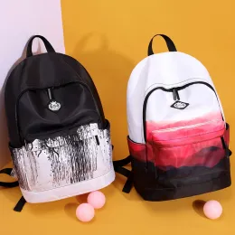 Çantalar sıçradı mürekkep siyah beyaz bakcpack tasarımcı çantası unisex casual daypack okul çantaları genç kızlar erkekler kolej okul çantası