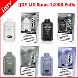 Ijoy original Vape Lio Stone 12000 Puffs 12k Puff Vapes 650mAh Charging Charging 18ml POD pré-enchido com tela digital 15 sabores