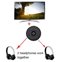 EARFONI Bluetooth Spliter 5.0 Trasmettitore audio per PC TV Connetti 2 cuffie da 3,5 mm Adattatore wireless stereo a bassa latenza AUX