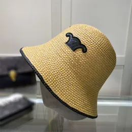 Designer hink hatt handgjorda vävda solhatt kvinnor modebrev broderad strandmössa mens solhat vikbar