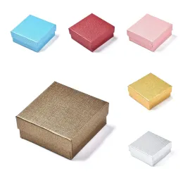 Exibir Pandahall 12pcs Square com caixas de jóias de papelão Bowknot com esponja dentro de caixas de presente de anel para embalagens de jóias