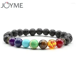 Bracelets de charme 7 Bulbões de chakra homens Lava Balance Balance Reiki Buda Prayer Natural Stone Badyed Yoga Chackra Bracelete para mulheres