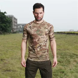 Footwear Military Army Tactical T Shirt Men Black Combat Sweatshirt Camouflage Tshirt Quickdry jaktkläder för män Taktikutrustning