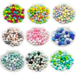 Niedliche idea 20pcs siliconperlen 9mm runde Perlenfutter BPA kostenlos DIY-Schnuller-Clip-Kette Schmuck Baby Zahnen Nagetierperlen 240422