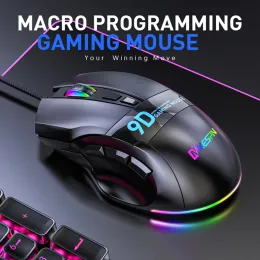 Mäuse hohe Qualität 12000DPI Gaming Maus LED Optische USB 9 Keys RGB Kabelgebundene Makro -Definition Wired Mäuse für Pro Gamer Tablet Desktop