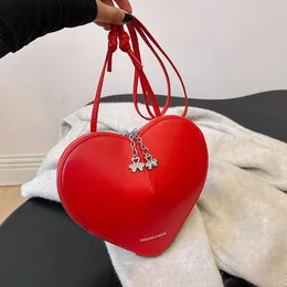 Bolsas de ombro Bolsa Crossbody Gothic Red Heart Forma para mulheres Pessas de couro PU