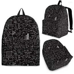 Zaino Yikeluo Math Formula 3D Studente universitario stampato Casual con cerniera Black Black Outdoor Bagnack Unisex Zappsack Unisex