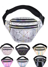 Bolsas de cintura holográfica feminina prateada saco de cinto de pacote preto cintura geométrica Pacas a laser bolsa de telefonia esportiva Bag6952465