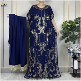Summer Abaya For Women Casual Short Sleeve Soft Cotton Dress Dubai Kaftan Loose Lady Maxi Islam African Dress With Big Scarf 240422
