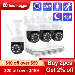 Cameras Techage H.265 8CH 4MP Wireless Camera System Humanoid Auto Tracking Smart AI PTZ Camera Twoway Audio Mini WiFi Surveillance Set