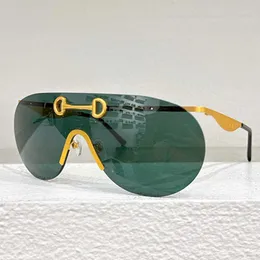 Marke Frauen Designermaske Sonnenbrille GG1656s Extra große ovale Männer Metall Sonnenbrille Gold Metall Logo Grün polarisierte Lichtlinsen Anti -UV -Sommer -Strand -Urlaubsbrillen