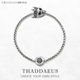 Stränge Perlen Armbandkette mit Schädelkönig Karma Schmuckgeschenk für Europa Männer und Frauen in 925 Sterling Silber Fit Pendant und Charms
