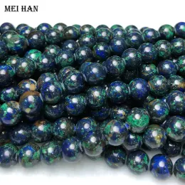 Strands Meihan (1 strand/set) 6mm 8mm natural Azurite phoenix smooth round loose beads for jewelry making design DIY bracelet